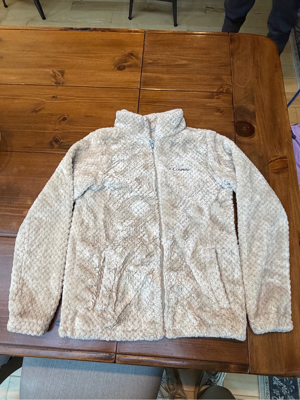 Columbia Cream Fire Side Plush Full‑Zip Fleece Jacket Girl Size M